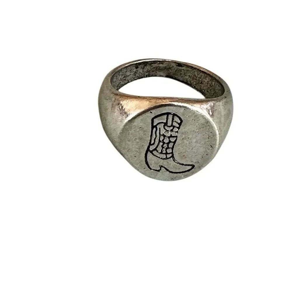 Silver-Tone CowboyโBoot Signet Ring - Picture 10 of 11